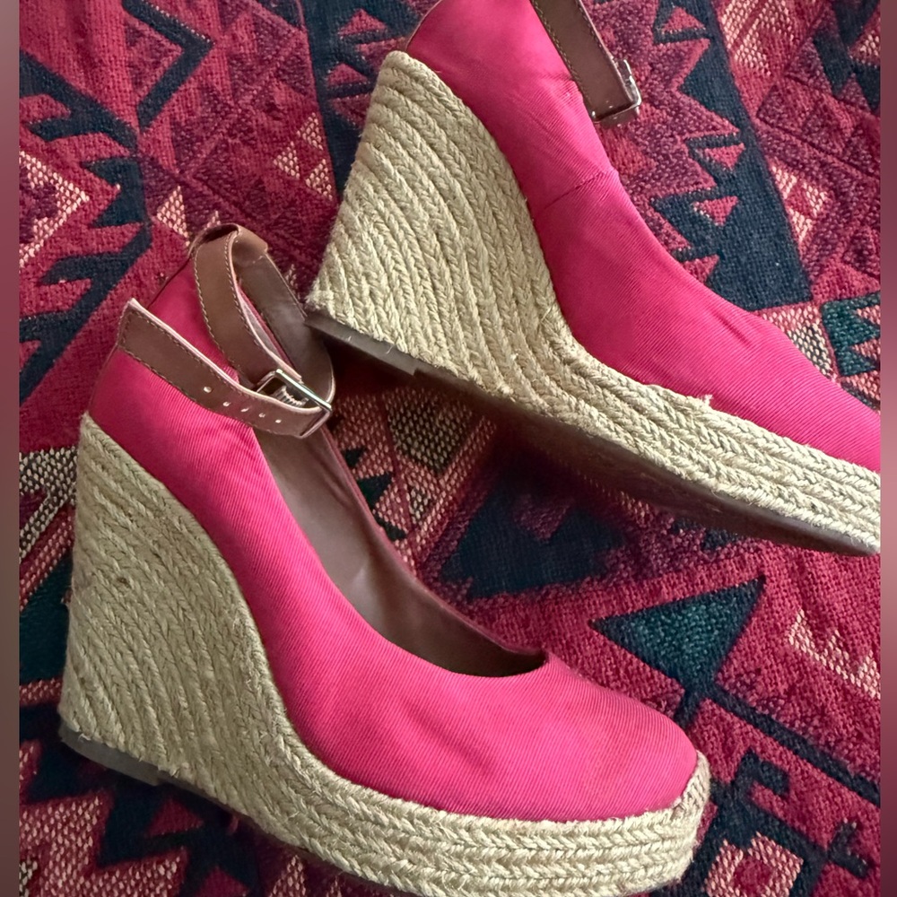 BCBGeneration Pink Wedge Espadrilles